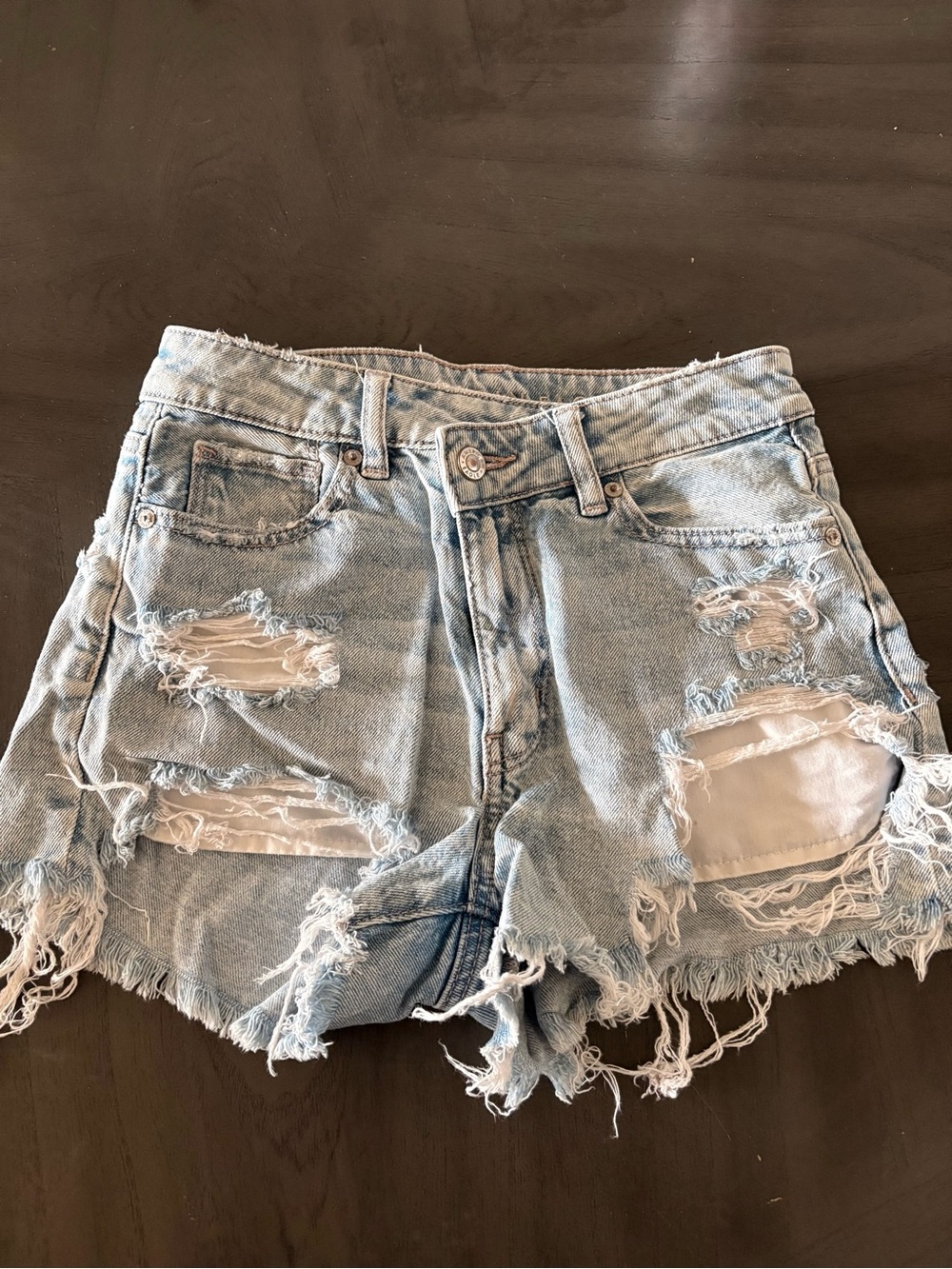 American Eagle Outfitters Light Wash Distressed Denim Shorts